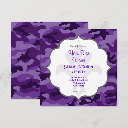 Schattigee Heldere Paarse Camo, Camouflage Kaart (Voorkant / Achterkant)