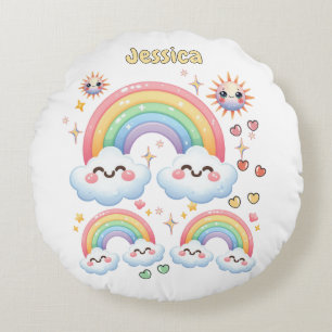 Schattigee heldere regenboogwolken rond kussen