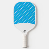 Schattigee Heldere Witte Polka Dots Sky Blue Achte Pickleball Paddle (Voorkant)