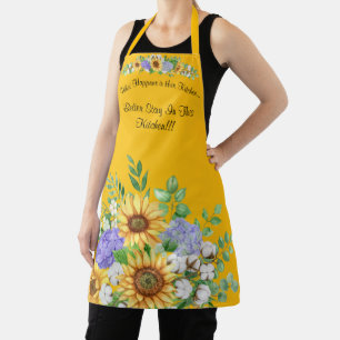 Schattigee Heldergele Zonnebloem met Quote Schort