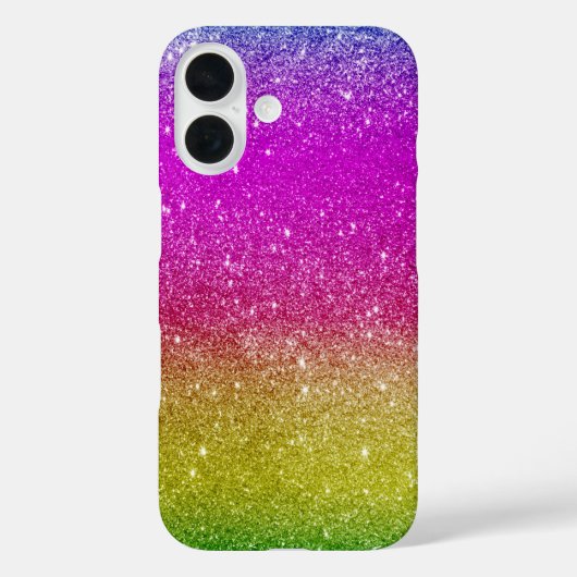 Schattigee Helderroze Magenta Rainbow Glitter Case-Mate iPhone Case (Achterkant)