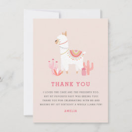 Schattigee hele lama leuk roze eerste verjaardag bedankkaart