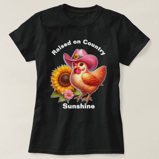 Schattigee Hen in Roze Pet met Heldere Zonnebloem T-shirt (Design voorkant)