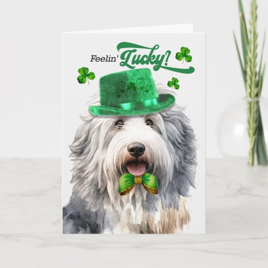 Schattigee herdershond Feelin' Lucky St Patrick's  Feestdagen Kaart (Voorkant)