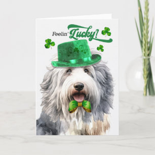 Schattigee herdershond Feelin' Lucky St Patrick's  Feestdagen Kaart