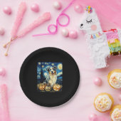 Schattigee herdershond Halloween Jack O Lant Papieren Bordje (Feest)