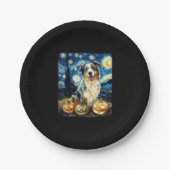 Schattigee herdershond Halloween Jack O Lant Papieren Bordje (Voorkant)