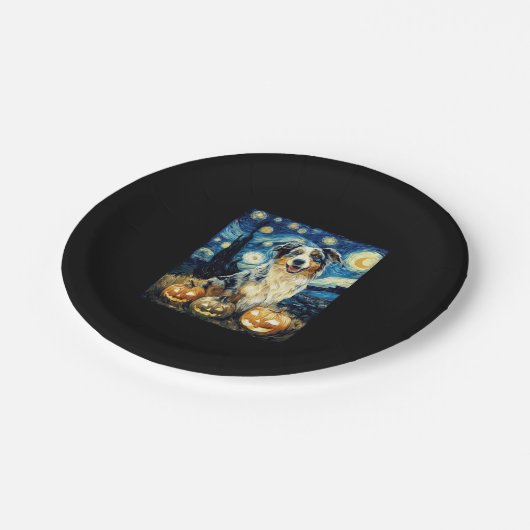 Schattigee herdershond Halloween Jack O Lant Papieren Bordje (Gekanteld)