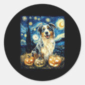 Schattigee herdershond Halloween Jack O Lant Ronde Sticker (Voorkant)
