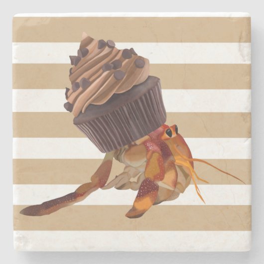 Schattigee heremietkrab met chocolade cupcake shel stenen onderzetter (Voorkant)
