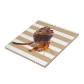 Schattigee heremietkrab met chocolade cupcake shel tegeltje (Zijkant)
