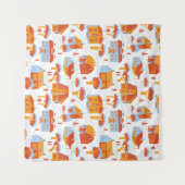 Schattigee herenhuizen: Doodle Wandkleed (Voorkant (horizontaal))