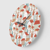 Schattigee herenhuizen: naadloze illustratie grote klok (Hoek)