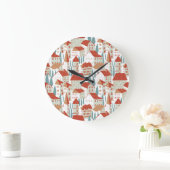 Schattigee herenhuizen: naadloze illustratie grote klok (Huis)