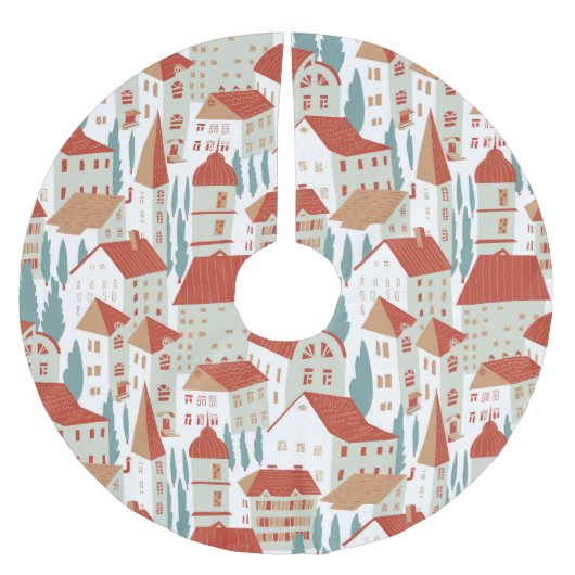 Schattigee herenhuizen: naadloze illustratie kerstboom rok (Voorkant)