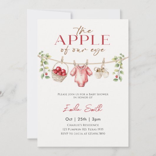 Schattigee Herfst Apple Baby Clothesline Baby show Kaart (Voorkant)