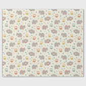 Schattigee Herfst Beer en Uilen op crème Cadeaupapier (Vlak)