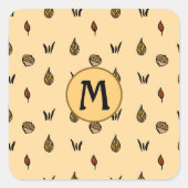 Schattigee herfst bladeren eikels patroon aangepas vierkante sticker (Voorkant)
