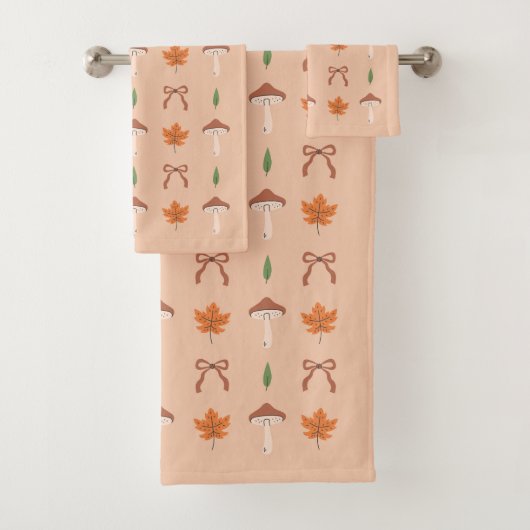 Schattigee Herfst Bow Patroon Badhanddoek Set Bad Handdoek (Insitu)