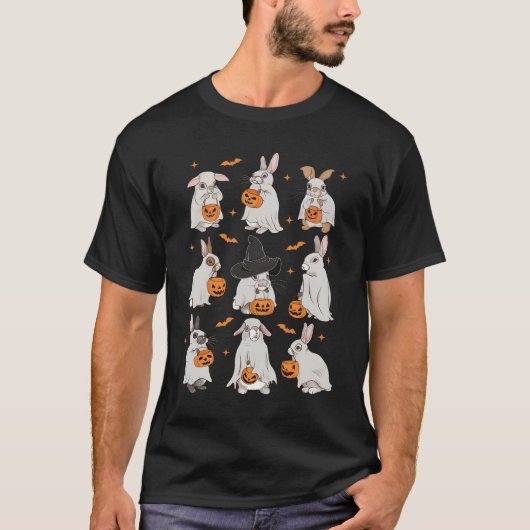Schattigee Herfst Bunny Ghost Costume Rabbit Lover T-shirt (Voorkant)