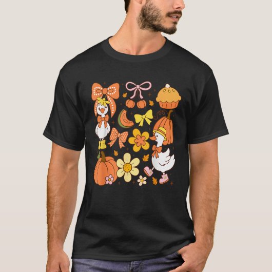 Schattigee Herfst Coquette Goose Pumpkin Pie Esthe T-shirt (Voorkant)