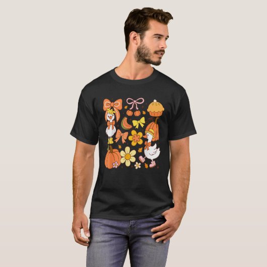 Schattigee Herfst Coquette Goose Pumpkin Pie Esthe T-shirt (Voorkant volledig)