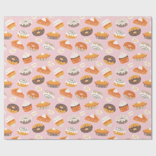 Schattigee herfst cupcakes, donuts en taarten met  cadeaupapier (Vlak)