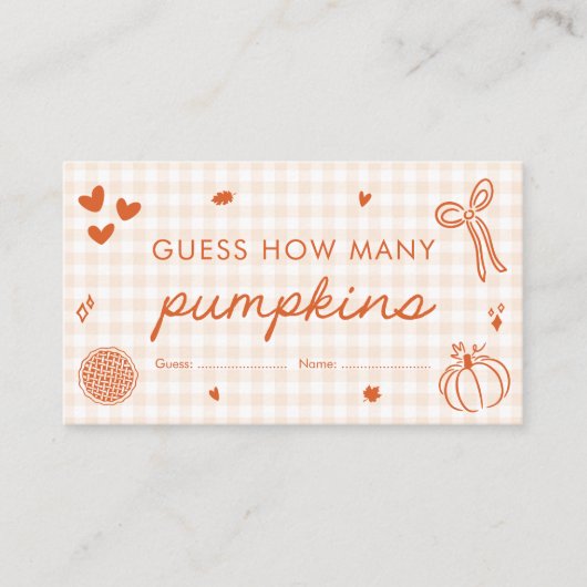 Schattigee Herfst Cutie Pie Raad hoeveel pompoenen Informatiekaartje (Voorkant)