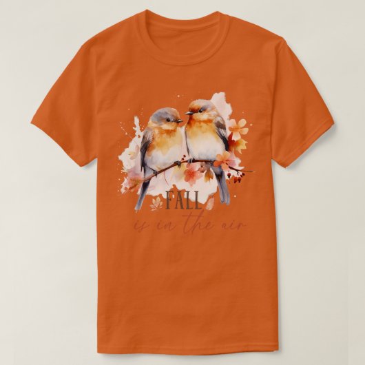 Schattigee Herfst Design Tortelduifjes Flower Leav T-shirt (Design voorkant)