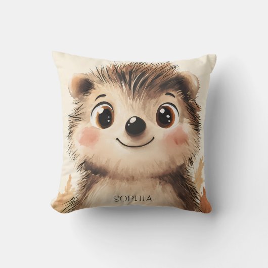 Schattigee Herfst Dierlijke Egel Gepersonaliseerde Kussen (Voorkant)