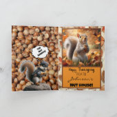 Schattigee Herfst Funny Eekhoorn Thanksgiving Kaar Bedankkaart (Binnen)