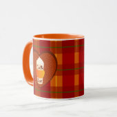 Schattigee herfst geruite Sinaasappel pompoen krui Mok (Voorkant links)