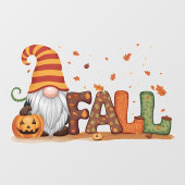 Schattigee Herfst Gnome met esdoornbladeren Raamsticker (Vel)