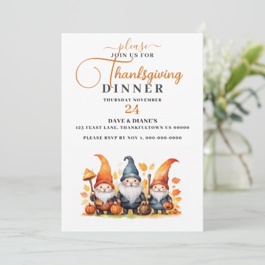 SCHATTIGEE HERFST GNOMES THANKSGIVING KAART (Staand voorkant)