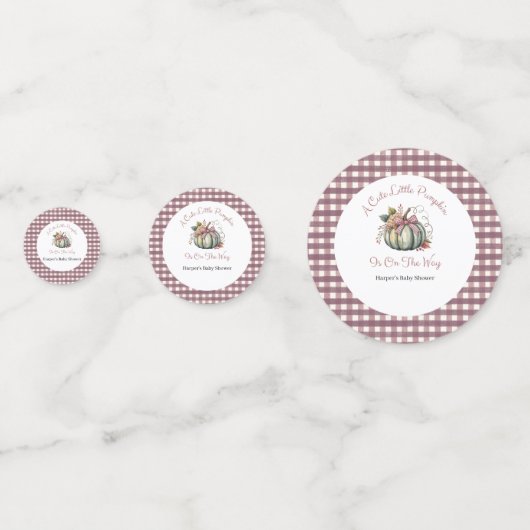 Schattigee Herfst Groen & Plum Pompoen Thema Baby  Confetti (Achterkanten)