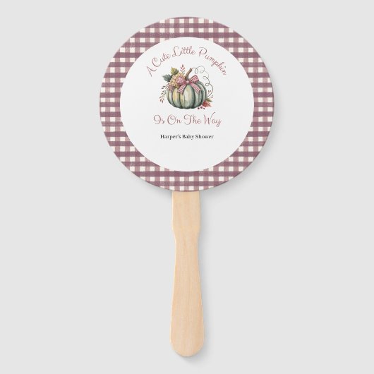 Schattigee Herfst Groen & Plum Pompoen Thema Baby  Handwaaier (Achterkant)