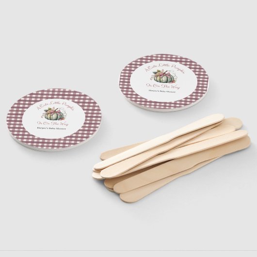 Schattigee Herfst Groen & Plum Pompoen Thema Baby  Handwaaier (Niet-gemonteerd)