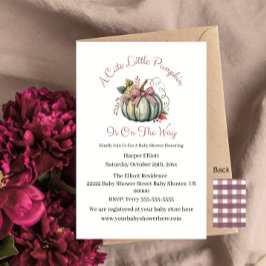 Schattigee Herfst Groen & Plum Pompoen Thema Baby Kaart