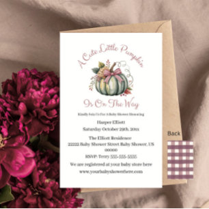 Schattigee Herfst Groen & Plum Pompoen Thema Baby  Kaart