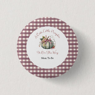 Schattigee Herfst Groen & Plum Pompoen Thema Baby  Ronde Button 3,2 Cm