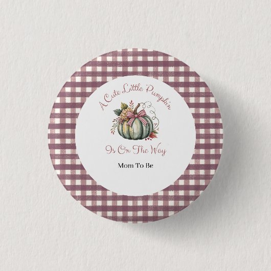 Schattigee Herfst Groen & Plum Pompoen Thema Baby  Ronde Button 3,2 Cm (Voorkant)
