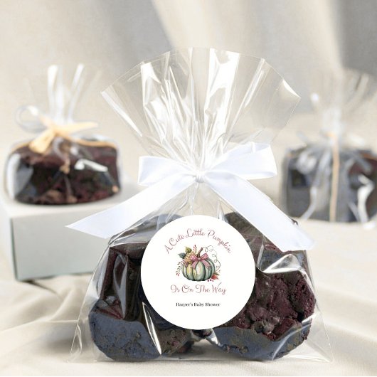 Schattigee Herfst Groen & Plum Pompoen Thema Baby Ronde Sticker