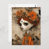 Schattigee herfst Halloween Doll Collage Briefkaart (Voorkant / Achterkant)