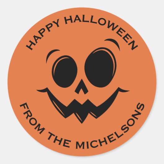 Schattigee Herfst Halloween Jack O lantaarn pompoe Ronde Sticker (Voorkant)