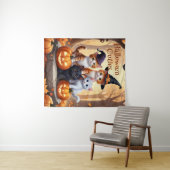 Schattigee Herfst Halloween Kittens in Kostuums Po Wandkleed (In Situ (horizontaal))