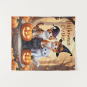 Schattigee Herfst Halloween Kittens in Kostuums Po Wandkleed (Voorkant (horizontaal))