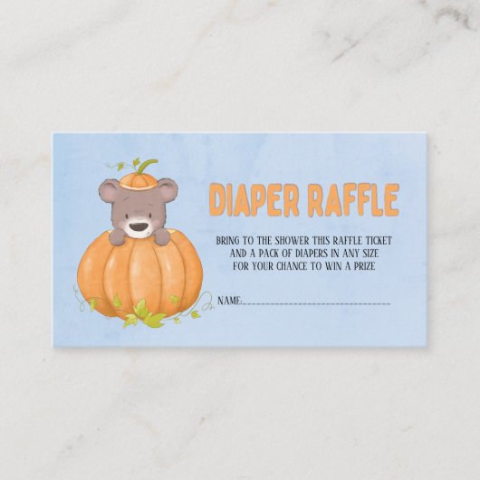 Schattigee Herfst Herfst Beer Pompoen Luier Raffle Visitekaartje (Voorkant)