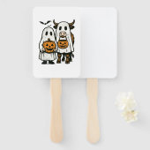 Schattigee Herfst Highland Koe Ghost Halloween 2 Handwaaier (Voorkant en achterkant)