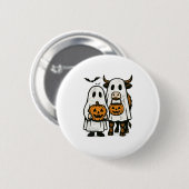 Schattigee Herfst Highland Koe Ghost Halloween 2 Ronde Button 5,7 Cm (Voorkant /achterkant)