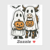 Schattigee Herfst Highland Koe Ghost Halloween 2 Sticker (Vel)